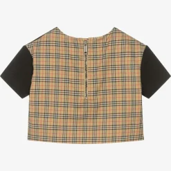 Black & Beige Check Baby T-Shirt