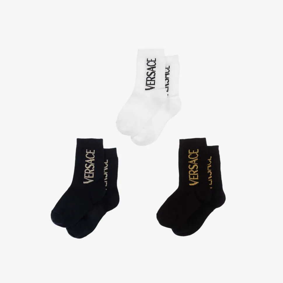 Black & Blue Cotton Ankle Socks (3 Pack)