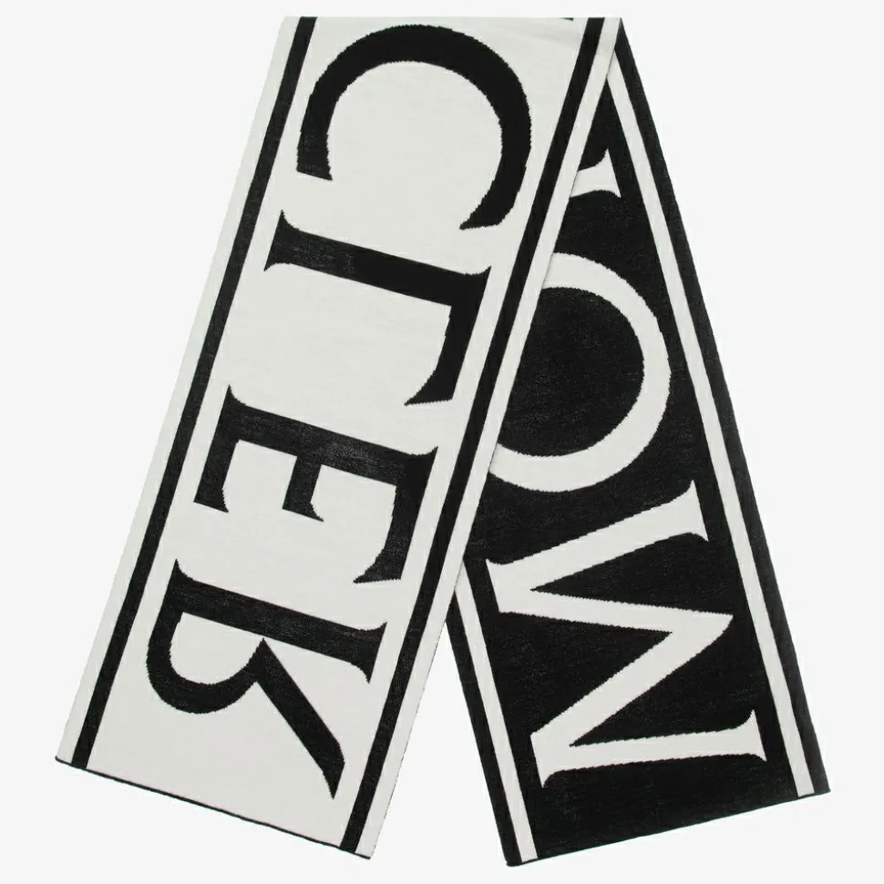 Black & Ivory Logo Wool Scarf