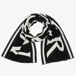 Black & Ivory Logo Wool Scarf
