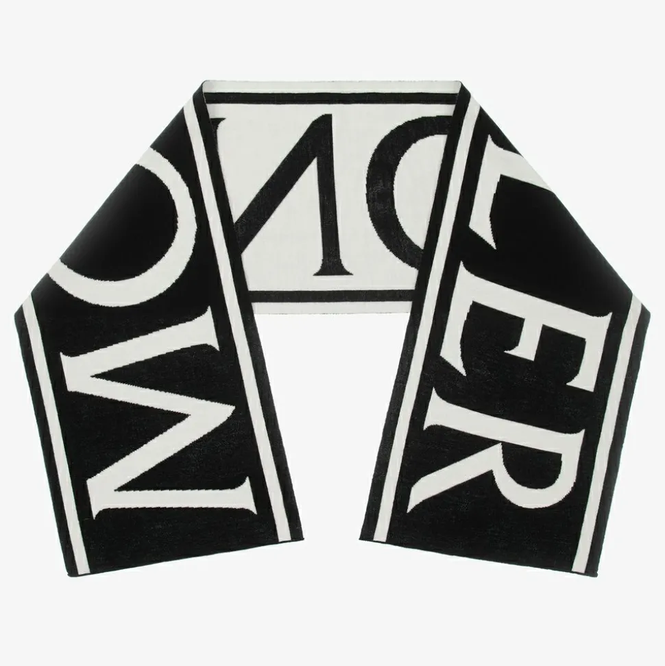 Black & Ivory Logo Wool Scarf