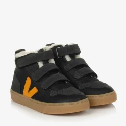 Black & Yellow Leather V-10 Trainers