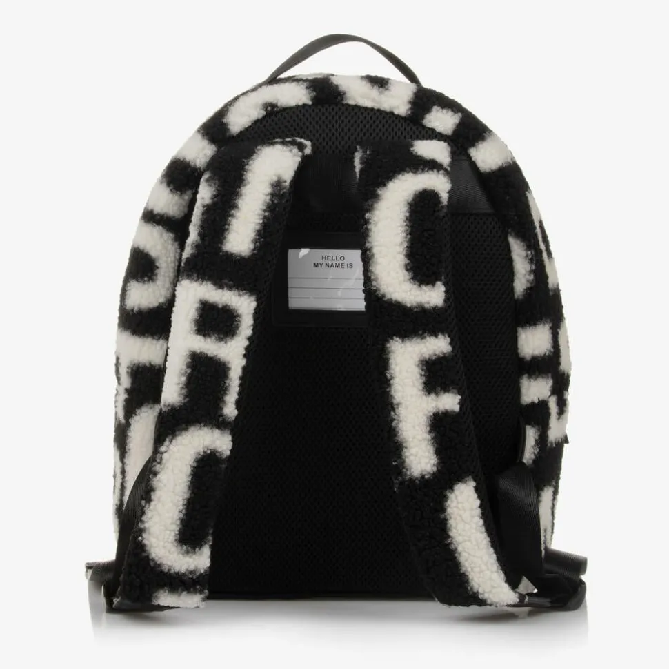 Black & White Sherpa Fleece Backpack (32cm)