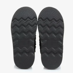 Black Bouclé Fleece Snow Boot