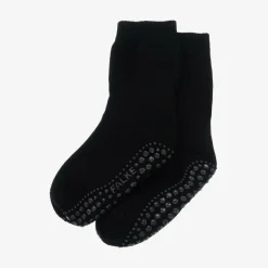 Black Cotton & Wool Slipper Socks