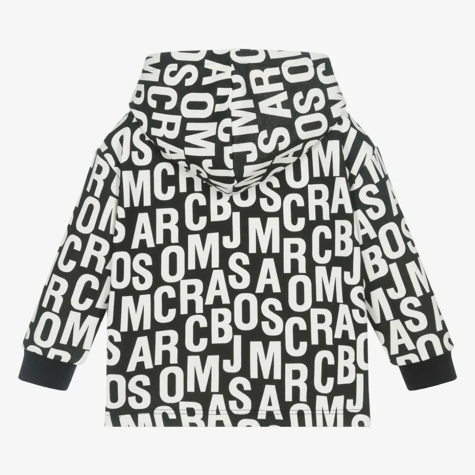 Black Cotton Jumbled Logo Hoodie