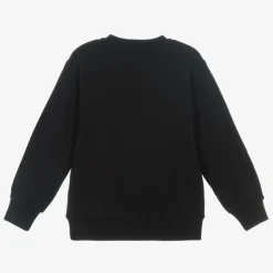 Black Cotton Leopard Print Logo Sweatshirt