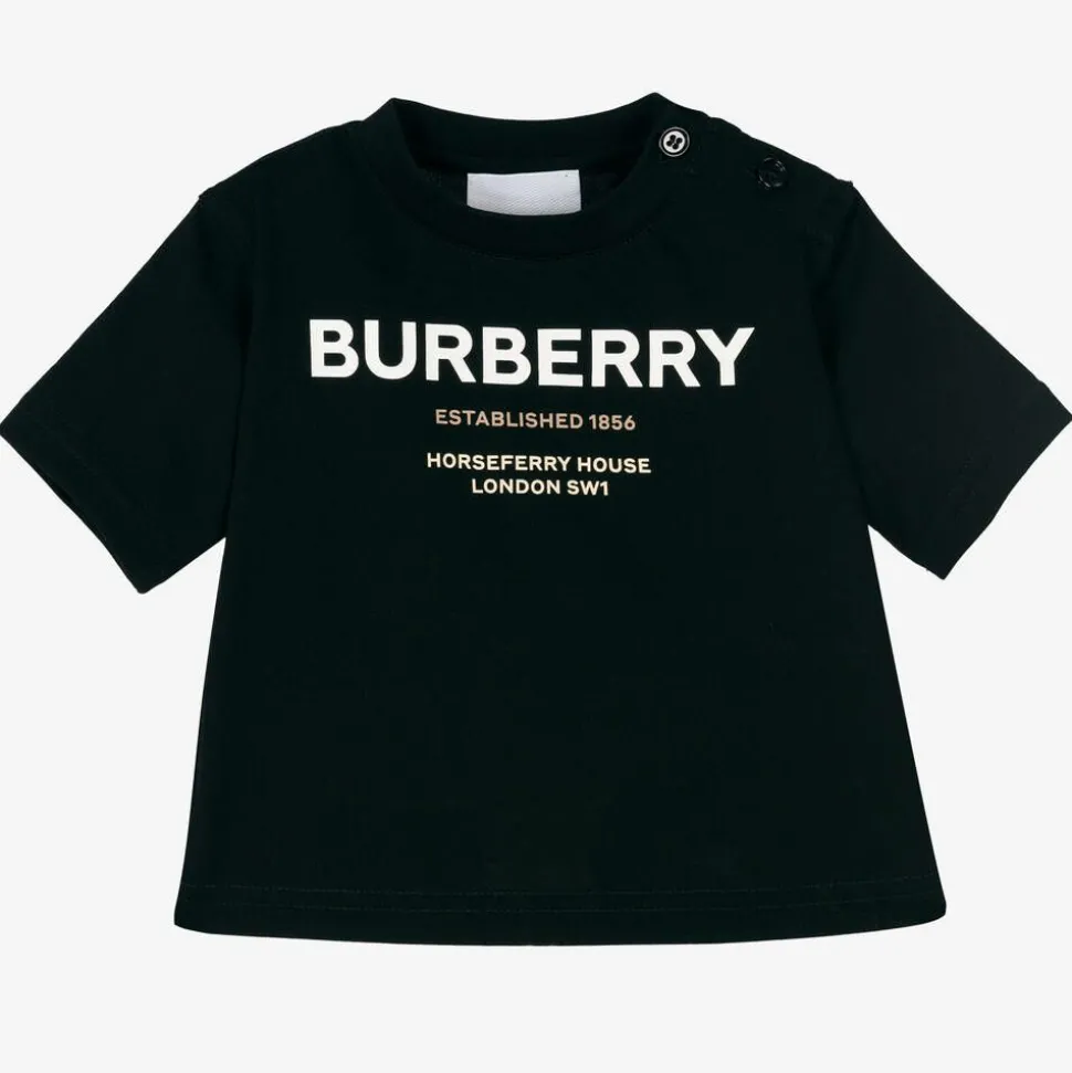 Black Cotton Logo Baby T-Shirt