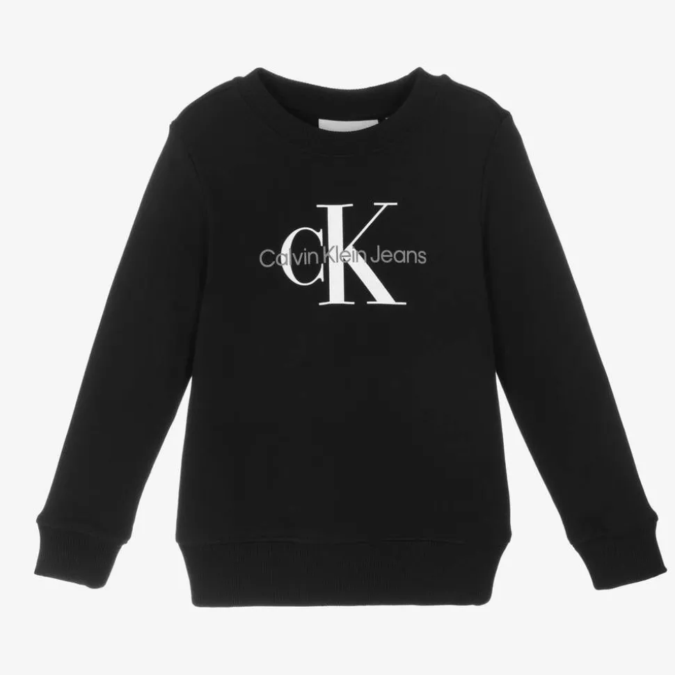 Black Cotton Monogram Logo Sweatshirt