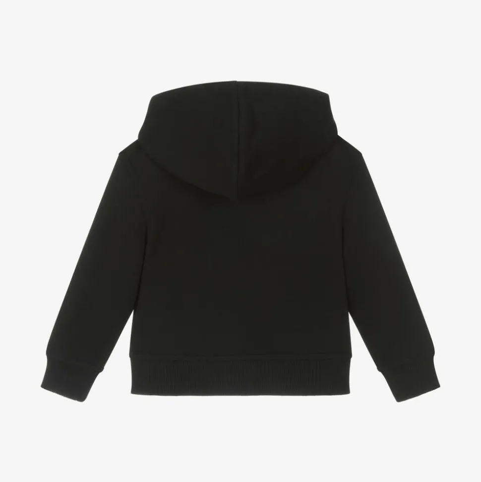 Black Cotton Zip-Up Top