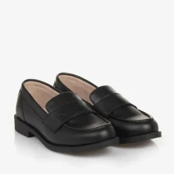 Black Faux Leather Loafers