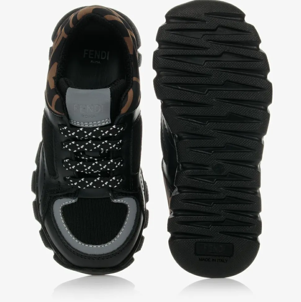 Black FF Leather Trainers