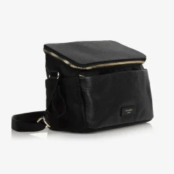 Black Leather Alyssa Stroller Organiser Bag (27cm)