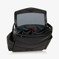 Black Leather Aria Compact Changing Bag (32cm)