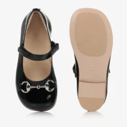 Black Leather Ballerina Shoes
