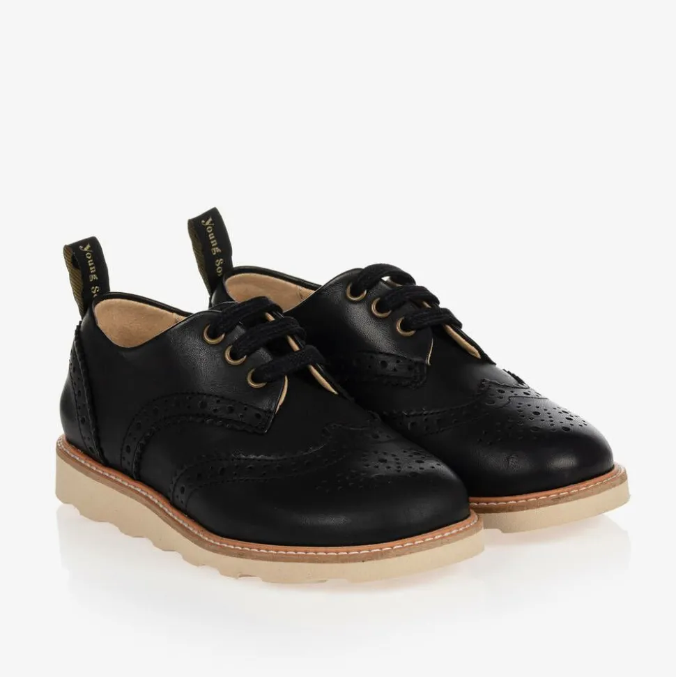 Black Leather Brogue Shoes