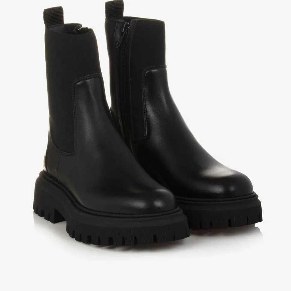 Black Leather Chelsea Boots