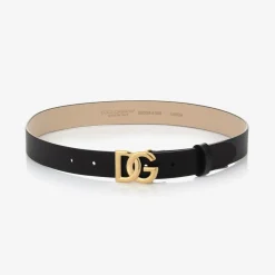 Black Leather DG Buckle Belt