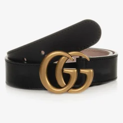 Black Leather GG Belt