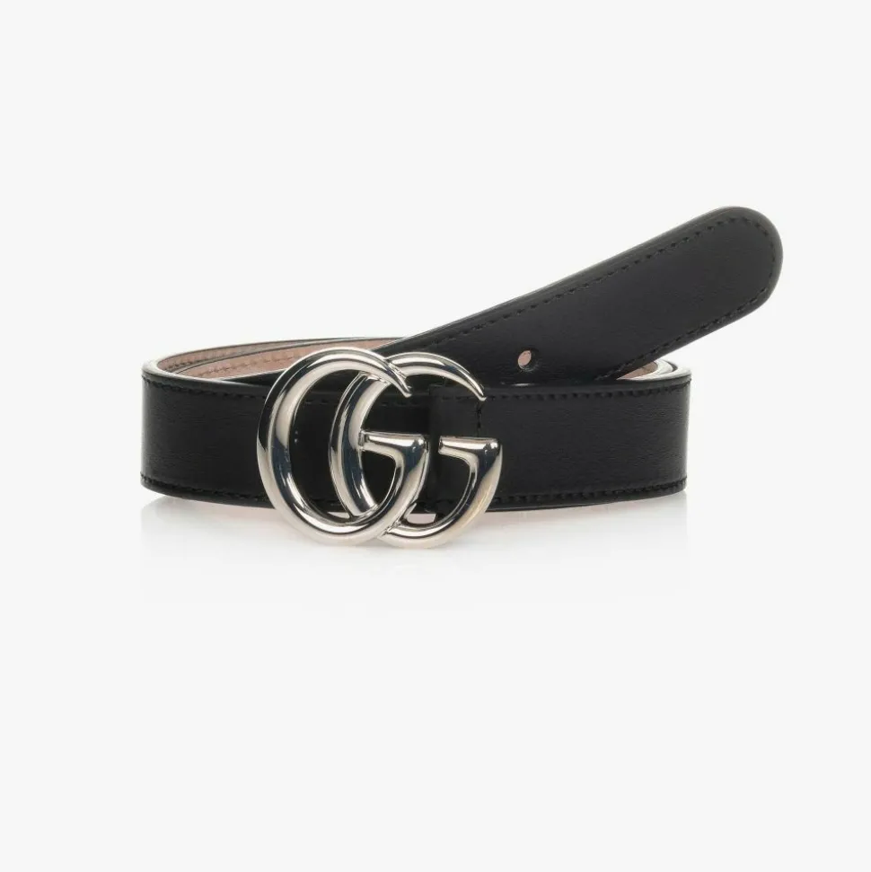 Black Leather GG Belt