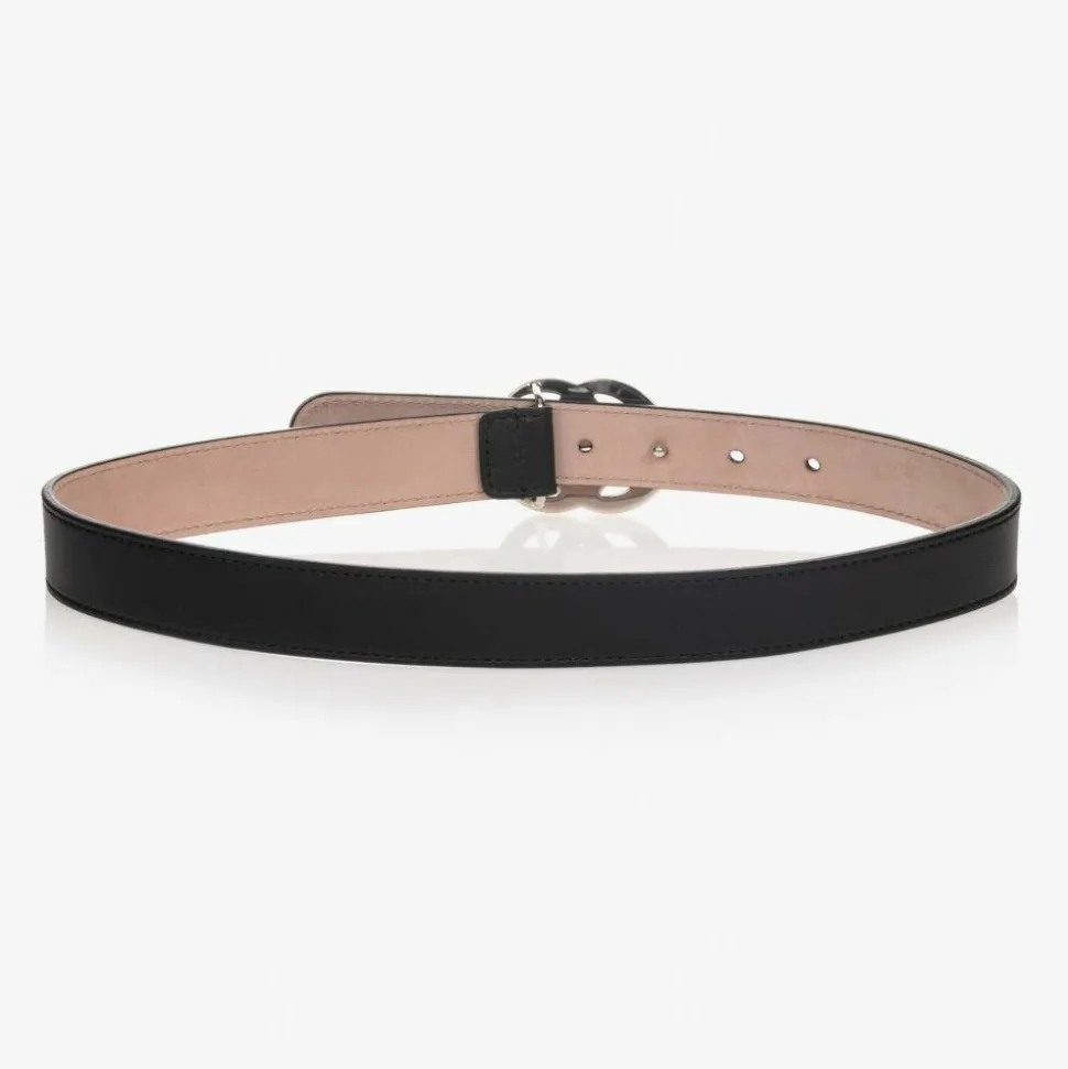 Black Leather GG Belt