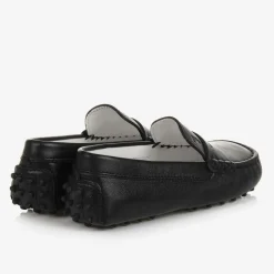 Black Leather Gommino Moccasins