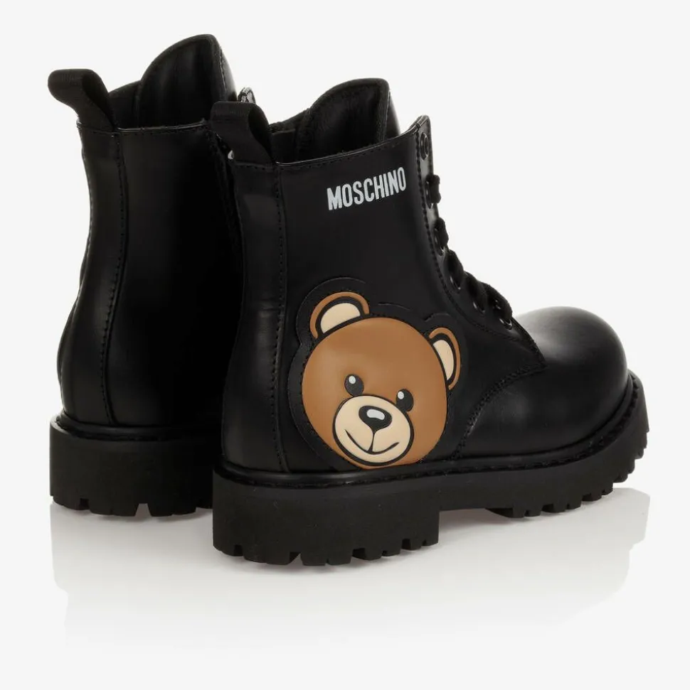 Black Leather Teddy Bear Boots