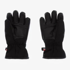 Black Leather Trimmed Ski Gloves