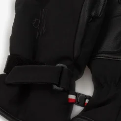 Black Leather Trimmed Ski Gloves
