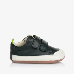 Black Leather Velcro Trainers