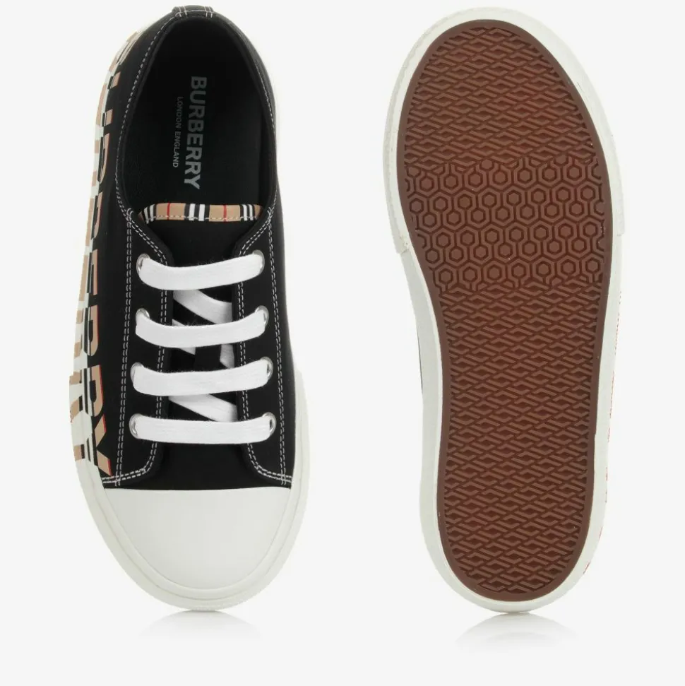 Black Logo Lace-Up Trainers