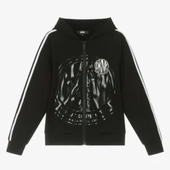 Black Milano Hooded Zip-Up Top