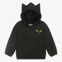 Black Organic Cotton Cat Hoodie