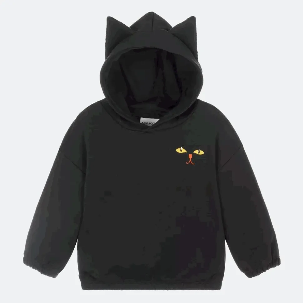 Black Organic Cotton Cat Hoodie
