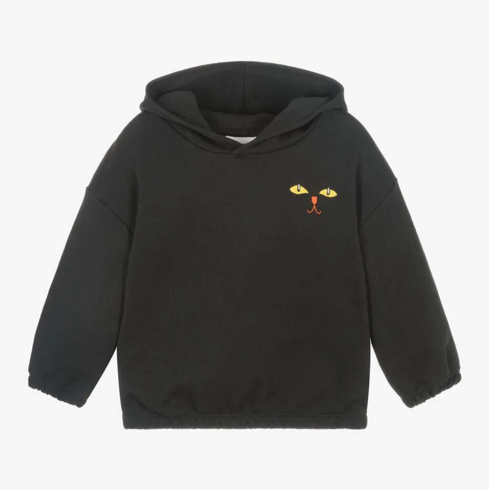 Black Organic Cotton Cat Hoodie