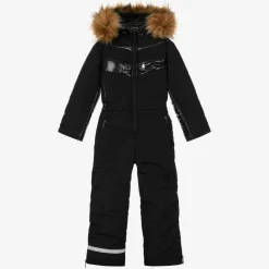Black Padded Hooded Snowsuit