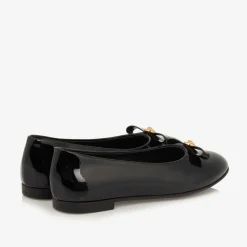 Black Patent Leather Ballerina Shoes