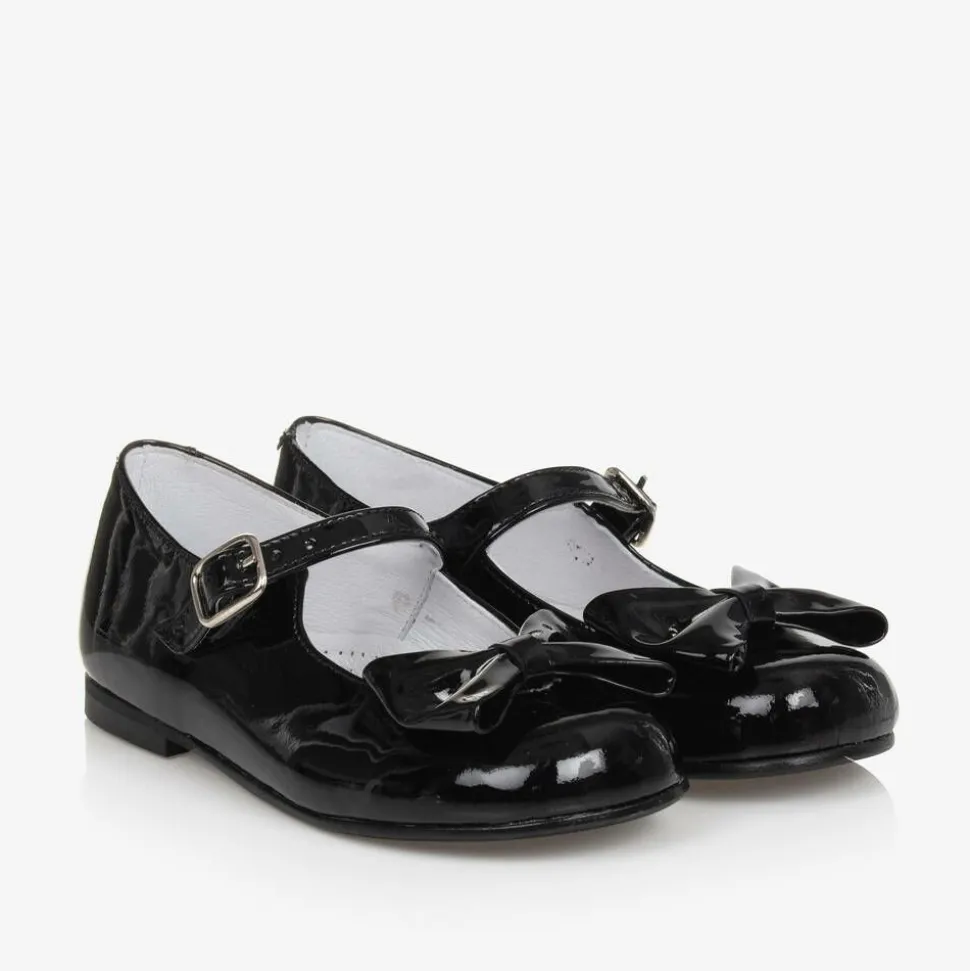 Black Patent Leather Bow Shoes