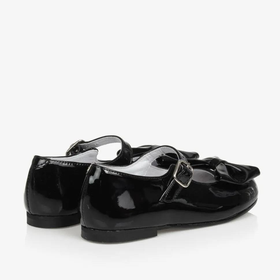 Black Patent Leather Bow Shoes