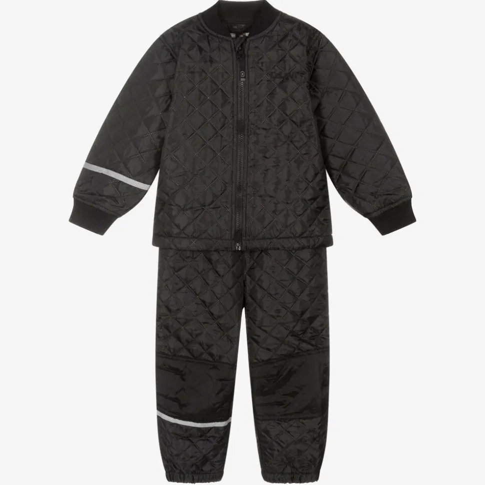 Black Quilted Jacket & Trouser Set