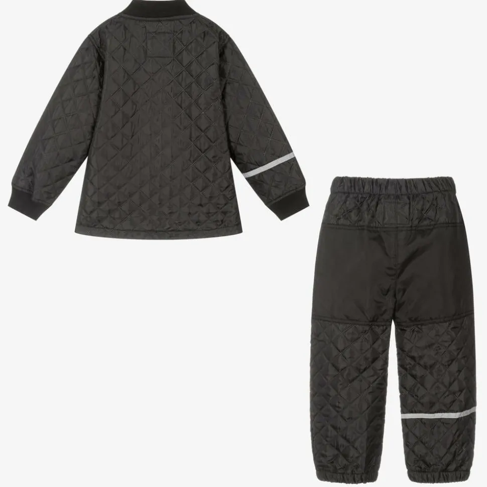 Black Quilted Jacket & Trouser Set