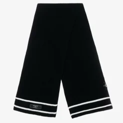 Black Ribbed Wool Scarf