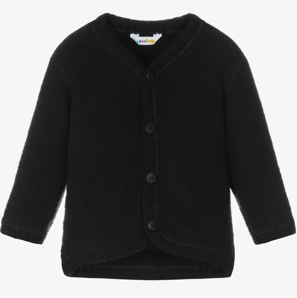 Black Thermal Wool Cardigan