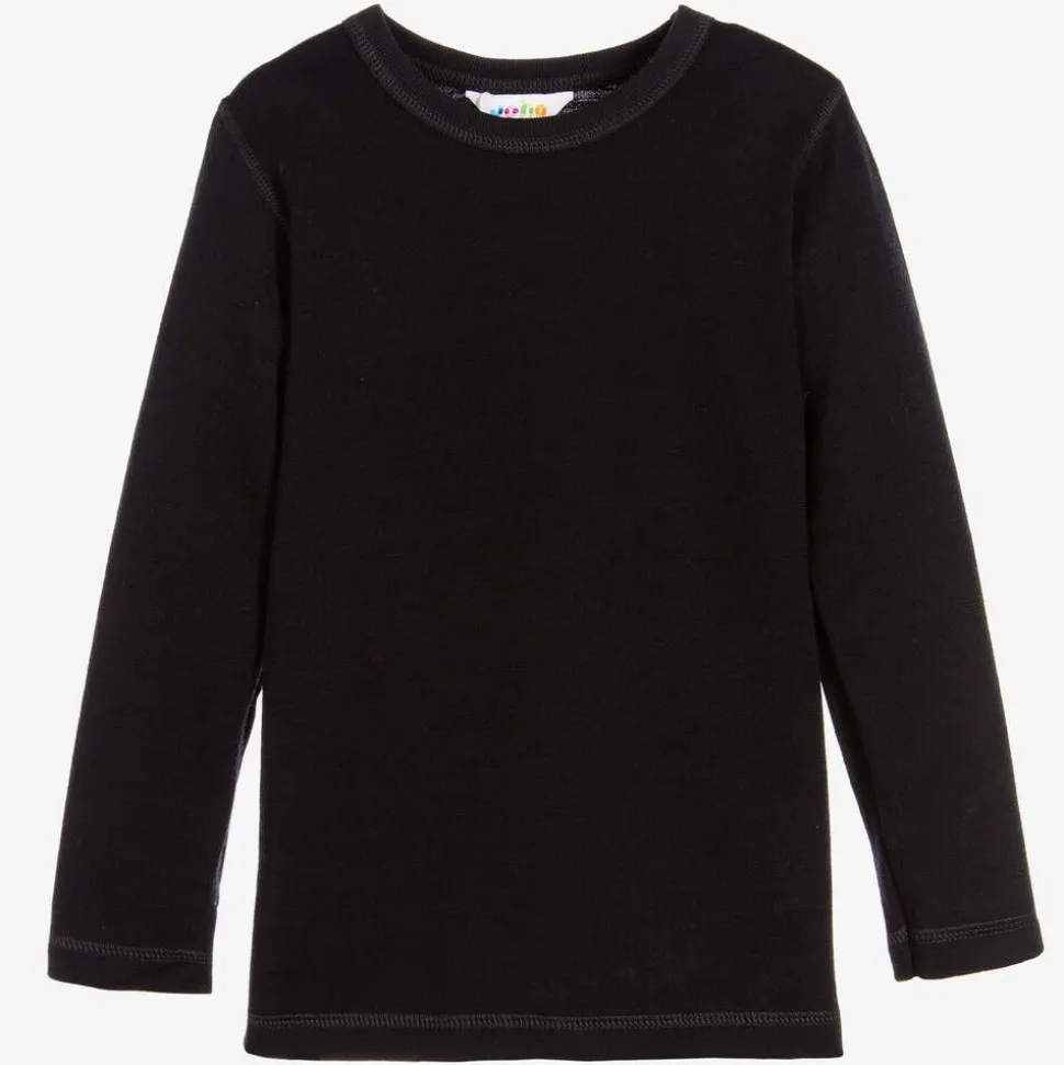 Black Thermal Wool Top