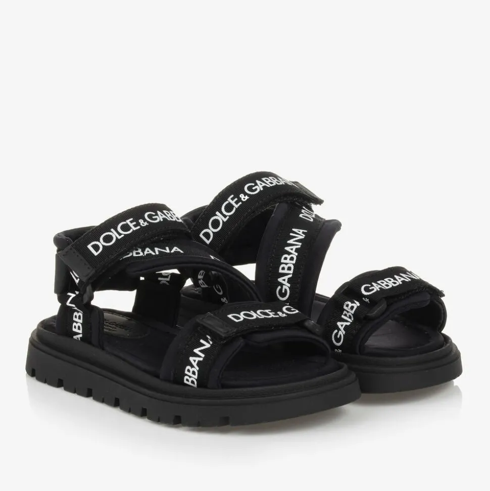 Black Velcro Strap Sandals
