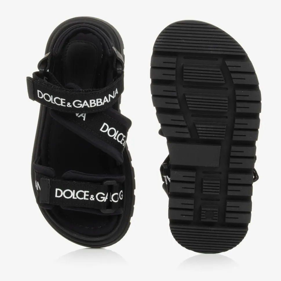 Black Velcro Strap Sandals