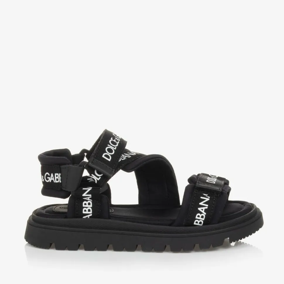 Black Velcro Strap Sandals