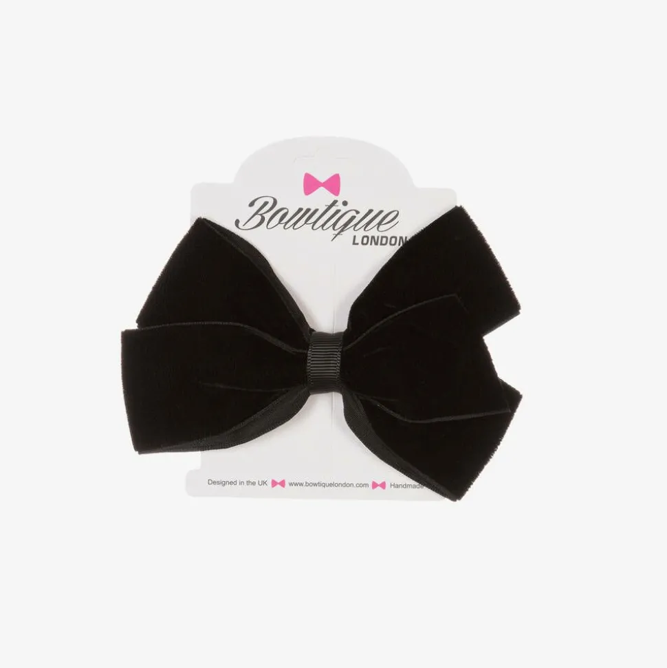 Black Velvet Bow Hair Clip (11cm)