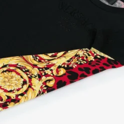 Black Wild Barocco Print Cotton T-Shirt