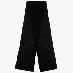 Black Wool & Viscose Knitted Scarf (190cm)